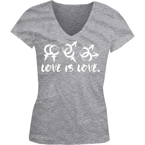 Love Is Love Gay Lesbian Bi Pride Sayings Slogans Juniors V Neck T
