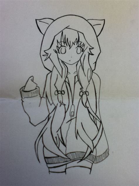 Anime Girl With Hoodie And Fox Ears Anime And Other Arts