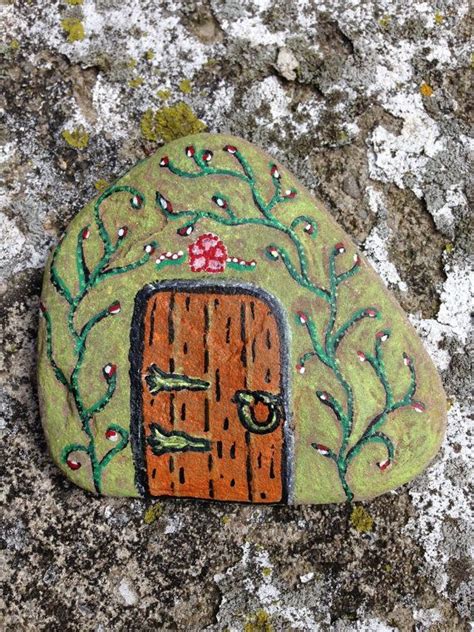 Fairy House Painting On River Rock Etsy Rock Crafts Painted Rocks