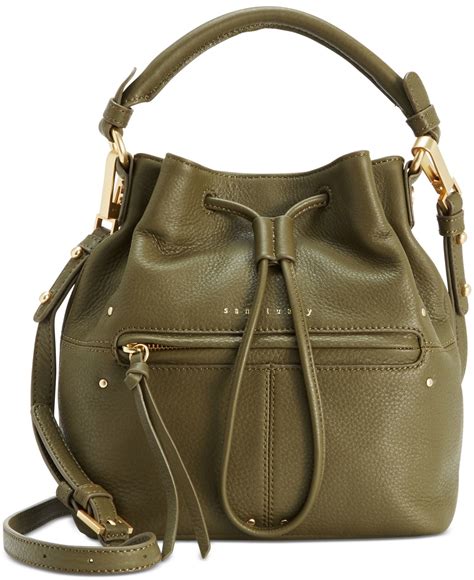 Lyst Sanctuary Leather Drawstring Small Bucket Bag In Green