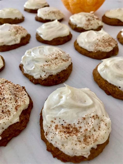 Pumpkin Cookies With Cream Cheese Frosting The Dizzy Cook