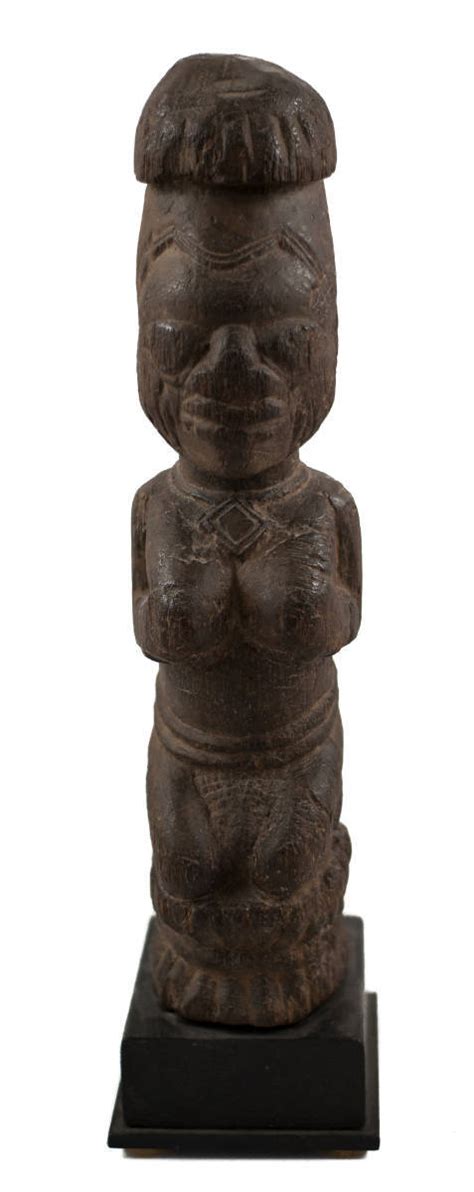 Vintage And Hand Carved Old Yoruba Kneeling Female By Baoule On
