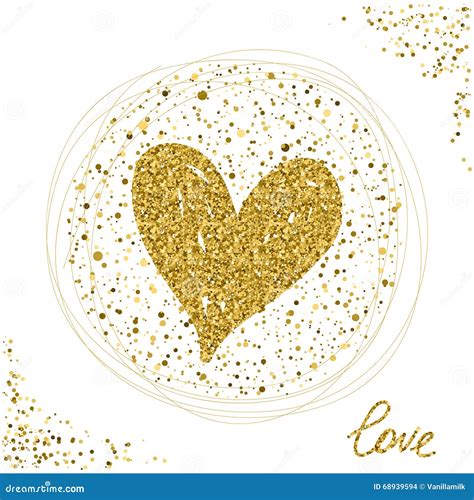 Heart Gold Glitter Texture Stock Vector Illustration Of Emotion