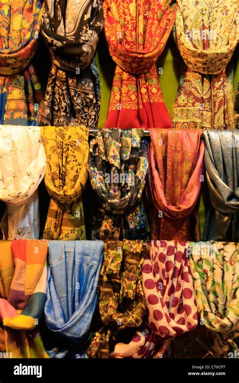 Display Of Traditional Turkish Textiles Grand Bazaar Istanbul Turkey