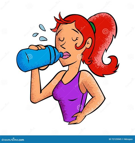 Young Woman Drinking Water Stock Vector Illustration Of Drink 72125945