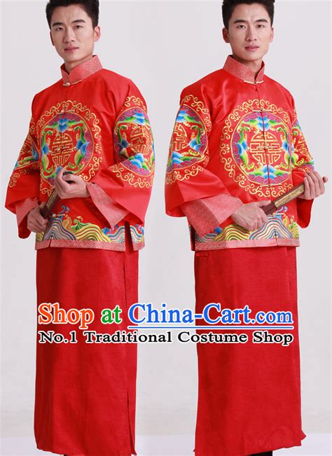 Chinese Traditional Dragon Wedding Dress Set For Bridegroom