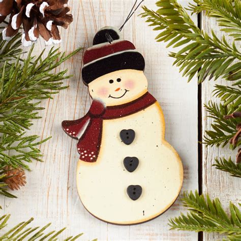 Ornaments Home And Living Wooden Snowman Ornament