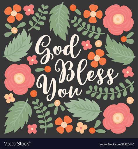 God Bless You Hand Lettering Quote Royalty Free Vector Image