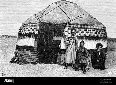 Turkmenistan A Traditional Yurt Round Tent Covered With Skins Or Felt