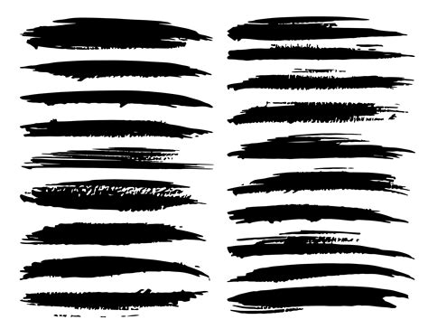 Set Of Brush Strokes Black Ink Grunge Brush Strokes Vector