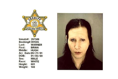 Marilyn Manson MUG SHOT The Smoking Gun