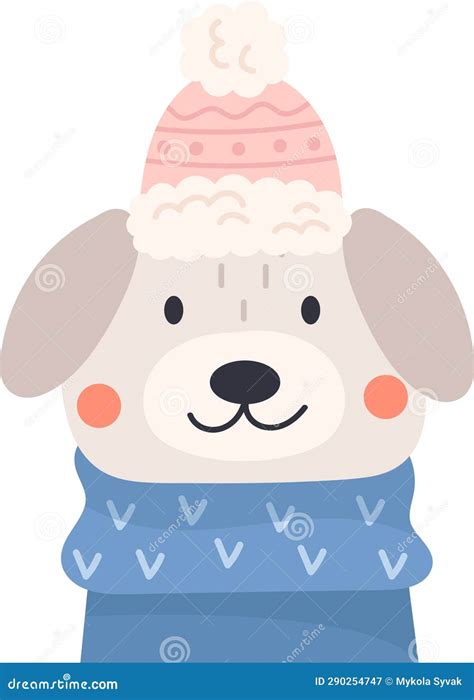 Dog Wearing Scarf And Hat Stock Illustration Illustration Of Clothes