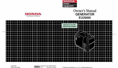 Honda Generator Eu2000i Manual