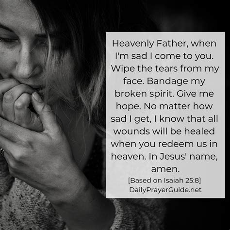 A Prayer To Wipe The Tears From My Face Isaiah 258 Daily Prayer Guide