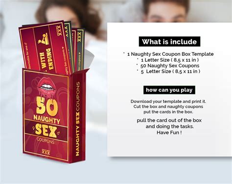 Printable Naughty Sex Coupons With Box 50 Kinky Sex Cards Sex Coupons For Him Last Minute