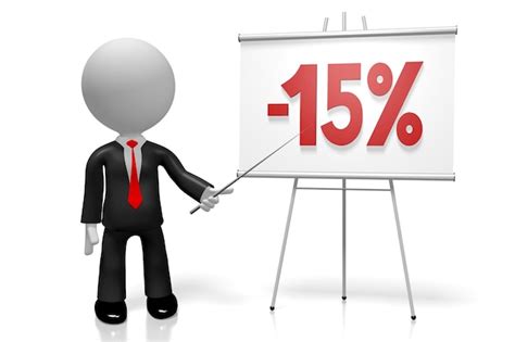 Premium Photo Cartoon Businessman And Chart 15 Percent Off 3d