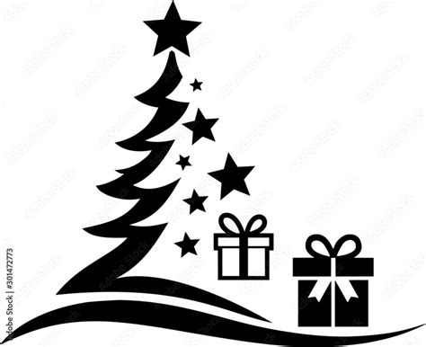 Christmas Tree Stars Vector Icon Silhouette Stock ベクター Adobe Stock
