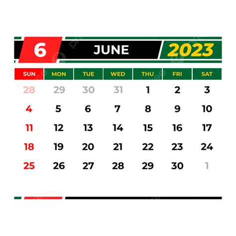 June 2023 Calendar June Calendar Month Png And Vector With