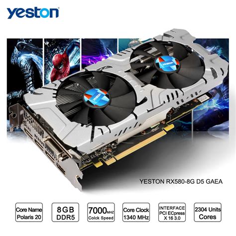 Yeston Radeon Rx 580 Gpu 8gb Gddr5 256 Bit Gaming Desktop Computer Pc