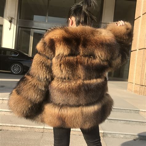 Real Raccoon Fur Coat Women Winter Warm Full Pelt 2019 Natural Raccoon