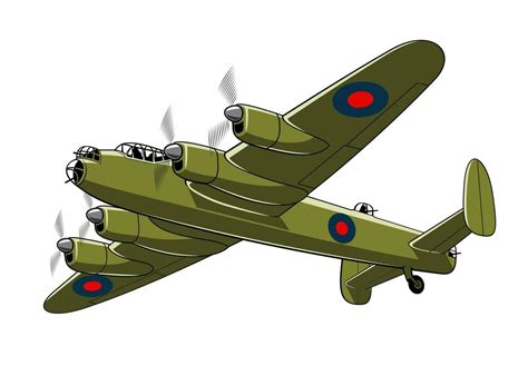 Lancaster Heavy Bomber 1942 Ww Ii Aircraft Vintage Airplane Vector