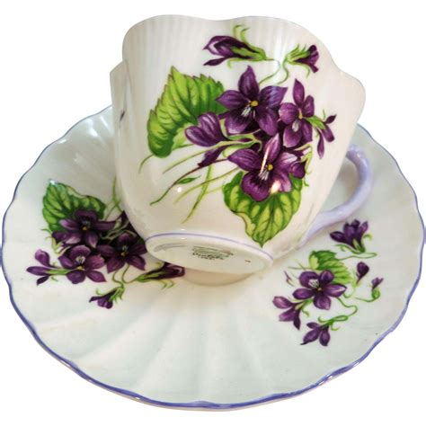 Vintage Shelley Fine Bone China Violets Cup And Saucer Made In From
