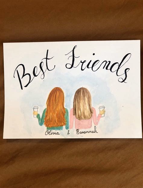 Customizable Best Friend Watercolor Painting In 2021 Friend Painting