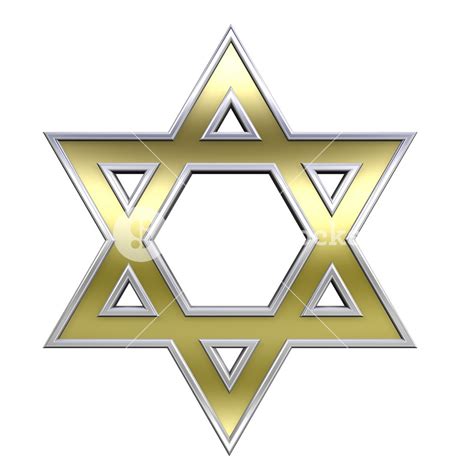 Gold With Chrome Frame Judaism Religious Symbol Star Of David