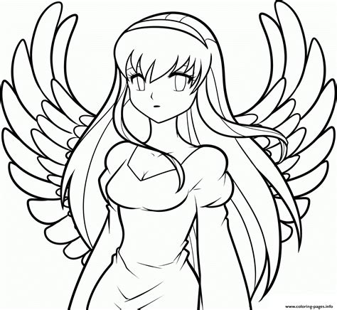 Gambar Easy Drawings Draw Anime Angel Girl Coloring Pages Printable Di