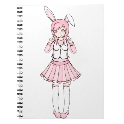 Cute Pink Anime Bunny Girl Lolita Spiral Notebook