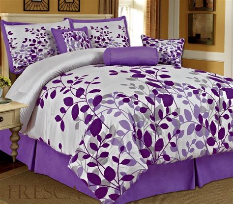 Bednlinens 7 Piece Queen Fresca Purple Leaves Bedding