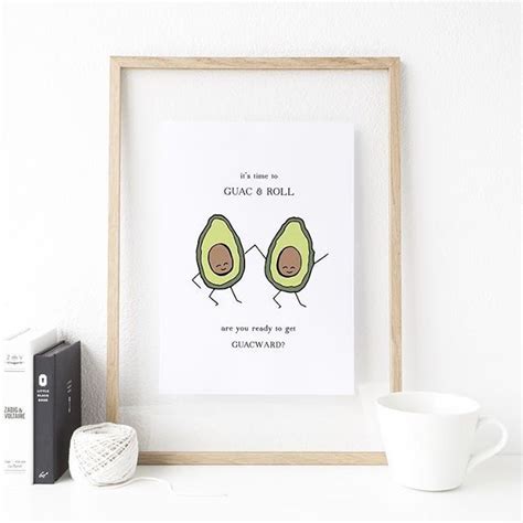 Avocado Pun Guacamole Pun Punny Print Illustrated Puns Custom Print