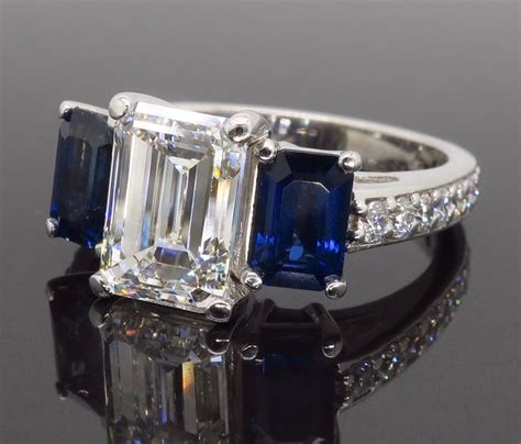 Free shipping on orders over $25 shipped by amazon. Emerald Cut Diamond and Blue Sapphire Three-Stone ...