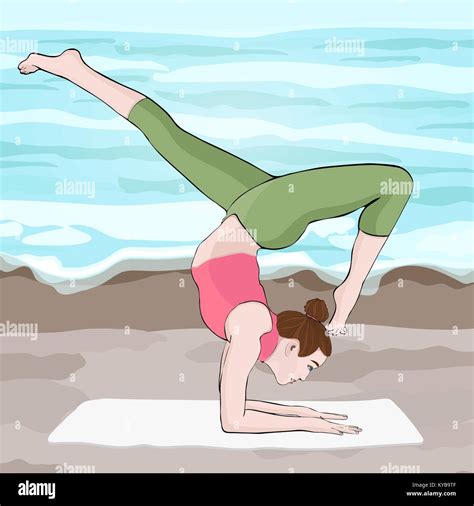 El Yoga Plantea Mujer Pino Vector Retrato Dibujo Multicolor La