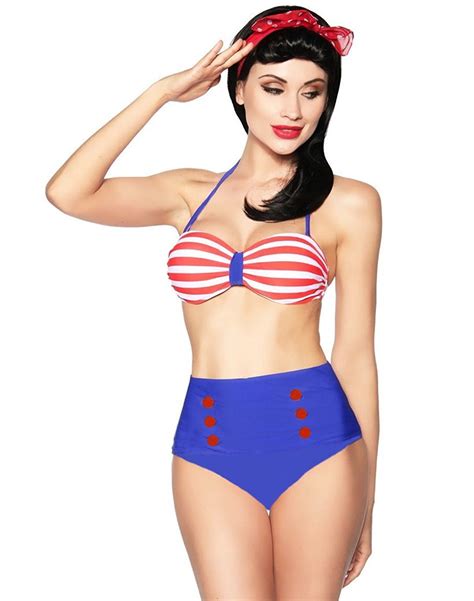 Items Similar To Sexy Women Bikini Retro High Waist Pin Up Swimwear My Xxx Hot Girl