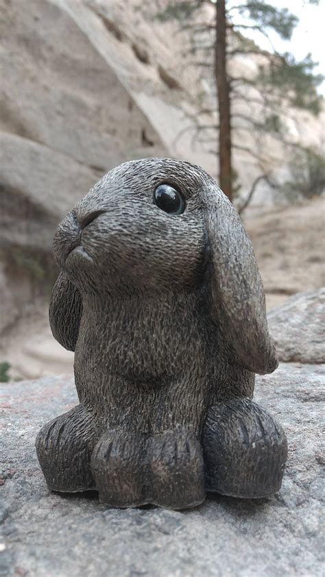 Bunny Ornament Garden Decor Rabbit Sculpture Yard Art Stone Etsy