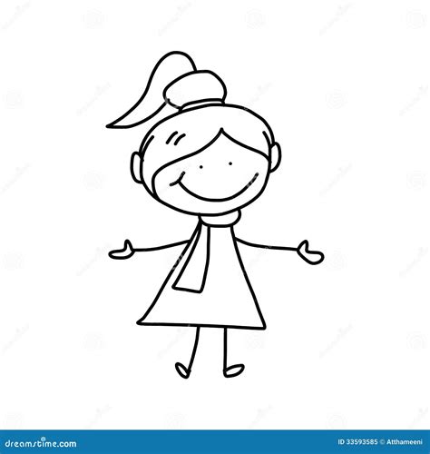 Hand Drawing Cartoon Happy Kids Royalty Free Stock Photo Image 33593585