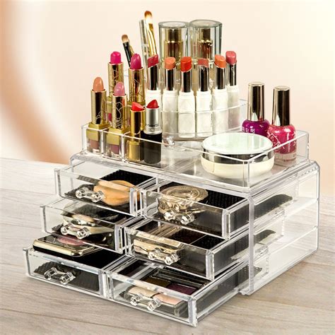 Clear Acrylic Cosmetic Makeup Jewelry Organiser With Drawers High