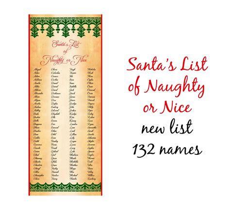 Santa S List Scroll Non Custom Santa Scroll Naughty Etsy