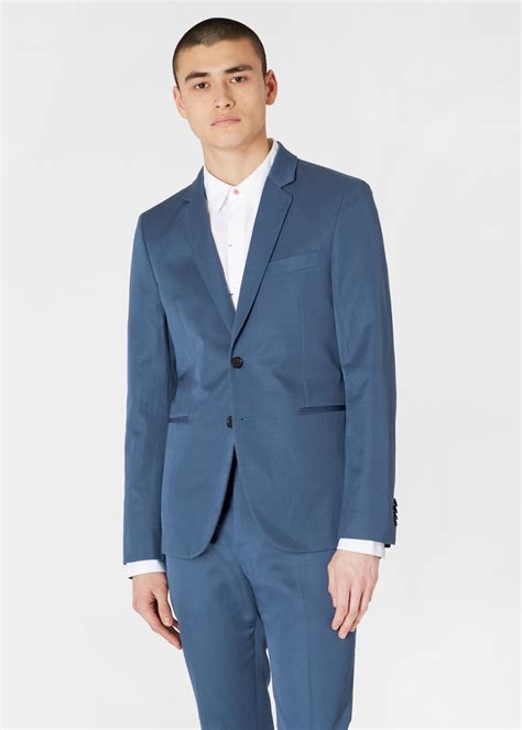 Paul Smith Slim Fit Blue Cotton And Linen Blazer Blue Mens Blazers ⋆