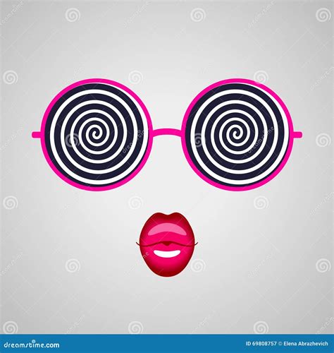 Hypnotising Glasses And Pink Lips Stock Vector Illustration Of