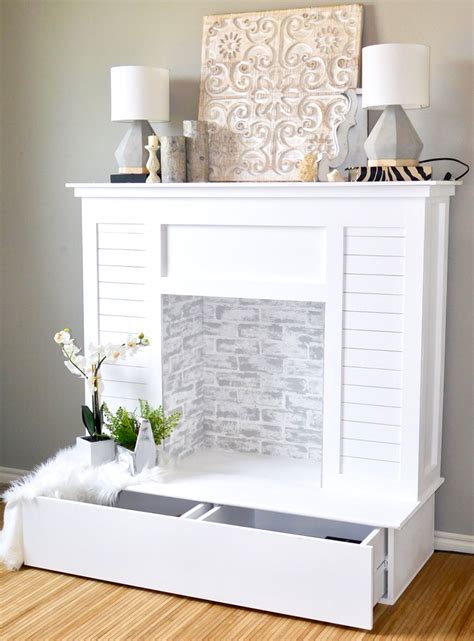 Living room transformation with a very easy, diy faux shiplap fireplace wall. DIY Faux Fireplace with Shiplap and Extra Storage ...