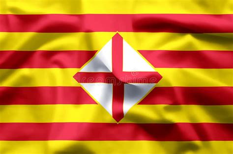 Barcelona Colorful Waving And Closeup Flag Illustration Stock