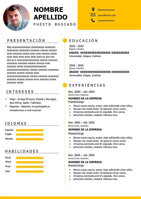 Formato De Curriculum Vitae En Español Formatos De Cv Cv Words