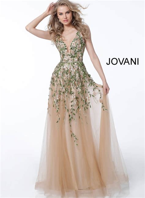 Jovani 60800 Gold Multi Open Back Embellished Prom Dress