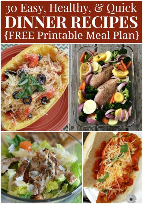 Healthy Dinner Menu Plan 30 Quick And Easy Recipes