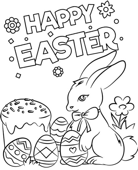 Happy Easter Coloring Sheet With A Bunny