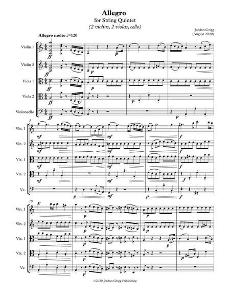 Allegro For String Quintet By Jordan Grigg Digital Sheet Music For