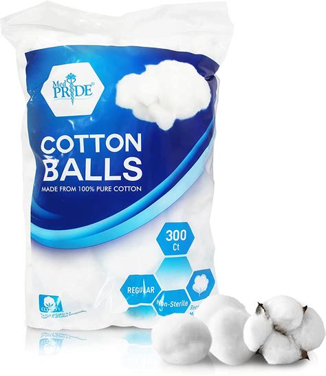Med Pride Premium 100 Pure Cotton Balls 300 Count Ultra