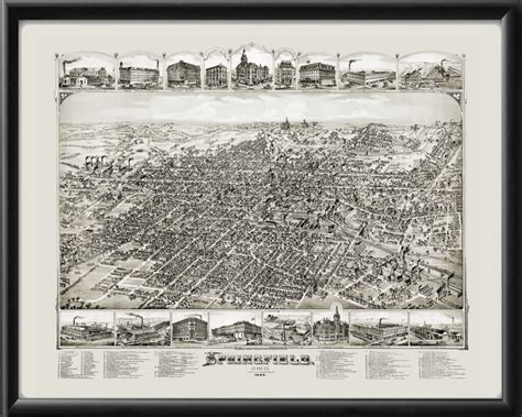 Springfield Oh 1884 Vintage City Maps